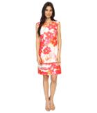 Vince Camuto - Printed Scuba Extended Cap Sleeve Shift Dress