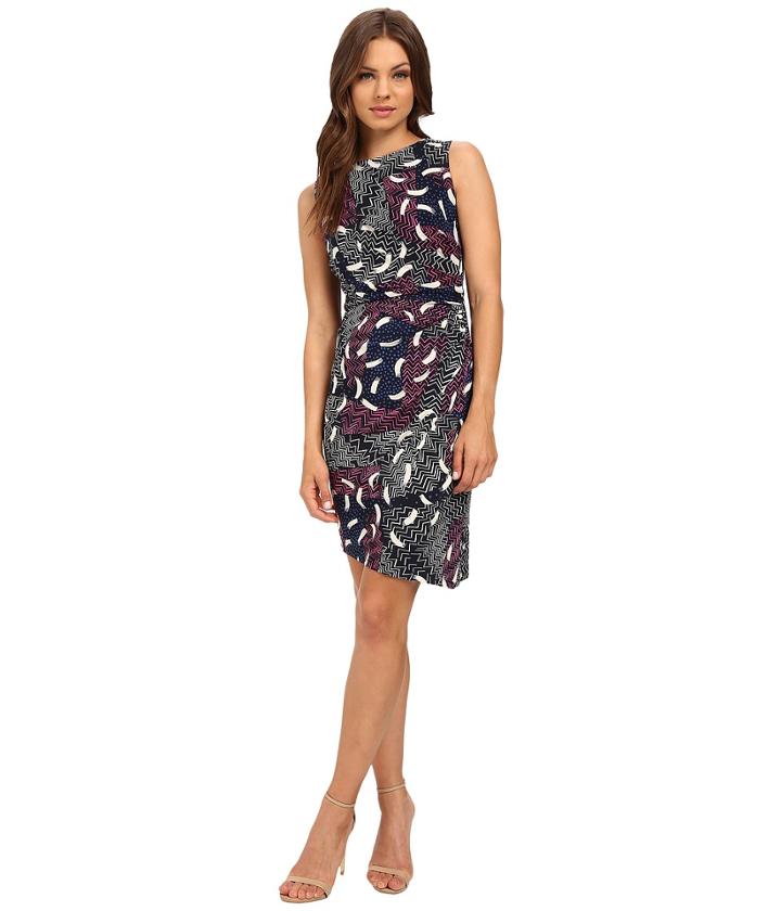 Donna Morgan - Sleeveless Printed Matte Jersey Dress W/ Rouched Side
