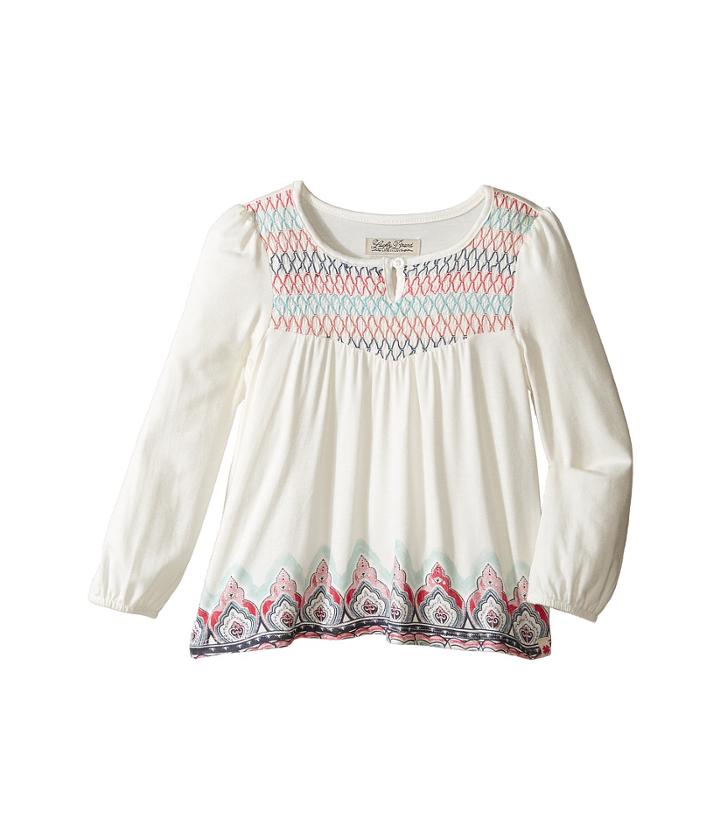 Lucky Brand Kids - Long Sleeve Peasant Top W/ Embroidery And Printed Bottom