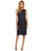 Adrianna Papell - Sleeveless Beaded Cocktail Dress With Illusion
