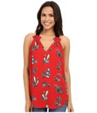 Karen Kane - Cactus Print Ruffle Neck Halter Top