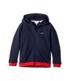 Lacoste Kids - Long Sleeve Full Zip Small Dot Fleece Hoodie
