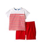 Armani Junior - T-shirt With Red Stripes And Red Shorts