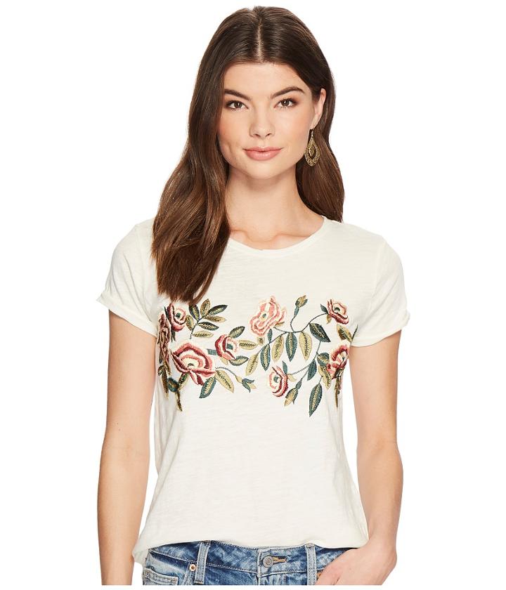 Lucky Brand - Rose Embroidered Tee