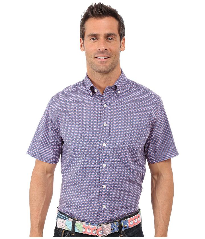 Vineyard Vines - Printed Flag Whale Short Sleeve Murray Shirt