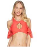 Luli Fama - Viva Cuba Bonita High Neck Cut Out Cold Shoulder Ruffle Top