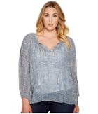 Lucky Brand - Plus Size Blue Maze Peasant Top
