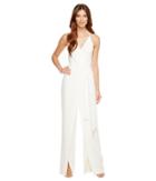 Halston Heritage - Sleeveless Deep V-neck Faux Wrap Jumpsuit W/ Sash