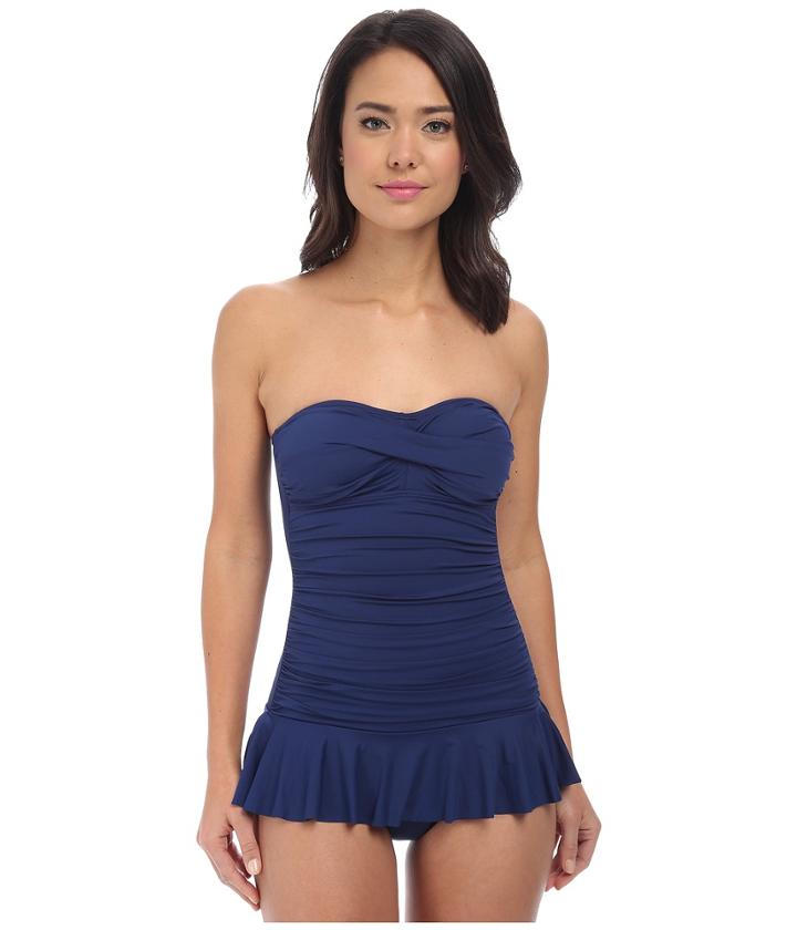 Lauren By Ralph Lauren - Laguna Solids Twist Shirred Skirted One-piece