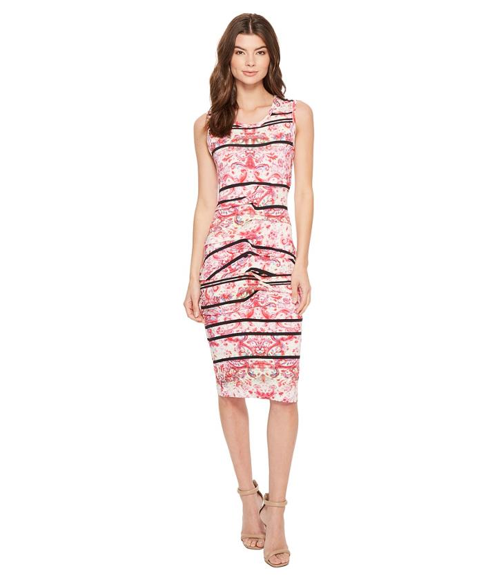 Nicole Miller - Stamped Paisleys Mia Sleeveless Tidal Pleat Dress