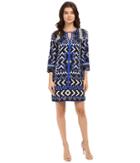 Vince Camuto - Printed Cdc T-body With 3/4 Length Sleeves And Combo Binding