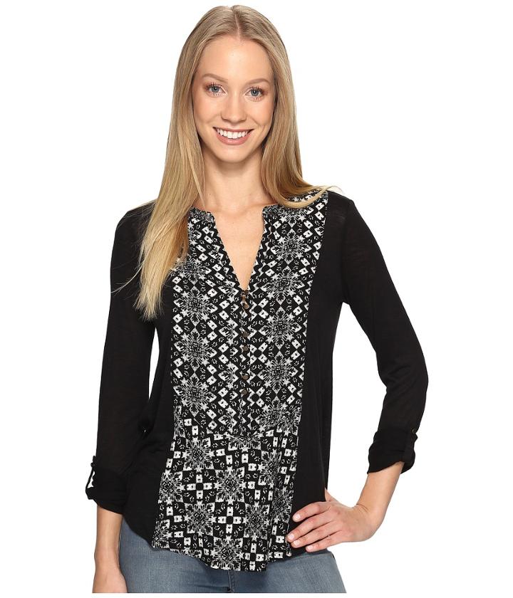 Lucky Brand - Printed Woven Mix Henley