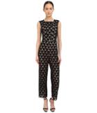 Yigal Azrou  L - Circle Lace Square Neck Sleeveless Jumpsuit