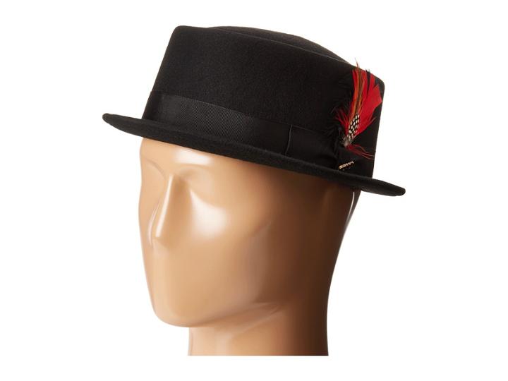 Scala - Narrow Brim Pork Pie Hat With Ribbon Trim