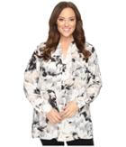 Calvin Klein Plus - Plus Size Printed Roll Sleeve Crew Neck Blouse