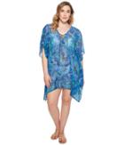 Lauren Ralph Lauren - Plus Size Exotic Paisley Crinkle Laced Tunic Cover-up