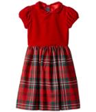 Oscar De La Renta Childrenswear - Holiday Plaid Wool Gathered Sleeve Dress
