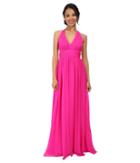 Aidan Mattox Chiffon Long Halter With Cutout Waist Detail