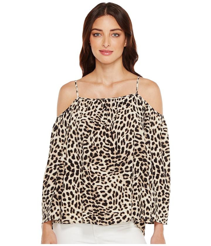 Vince Camuto - Long Sleeve Leopard Song Cold-shoulder Blouse
