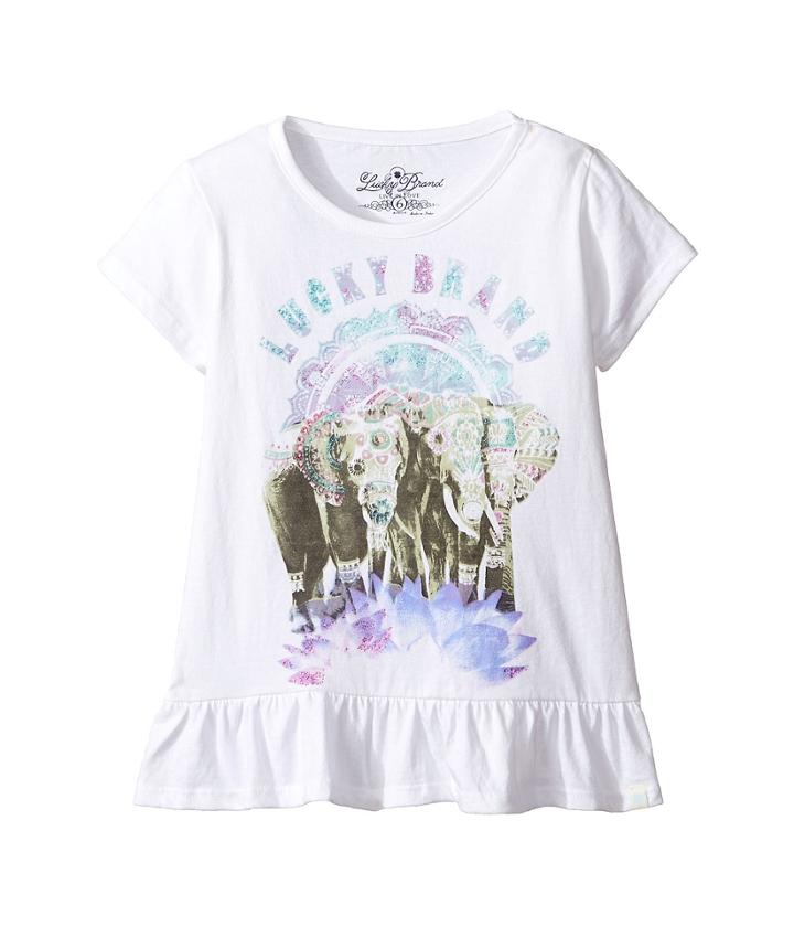 Lucky Brand Kids - Short Sleeve Elephant Tee With Ruffle Hem