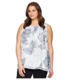 Vince Camuto Specialty Size - Plus Size Sleeveless Etched Island Floral Blouse