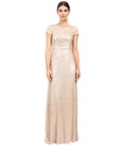 Adrianna Papell - Short Sleeve Sequin Long Dress