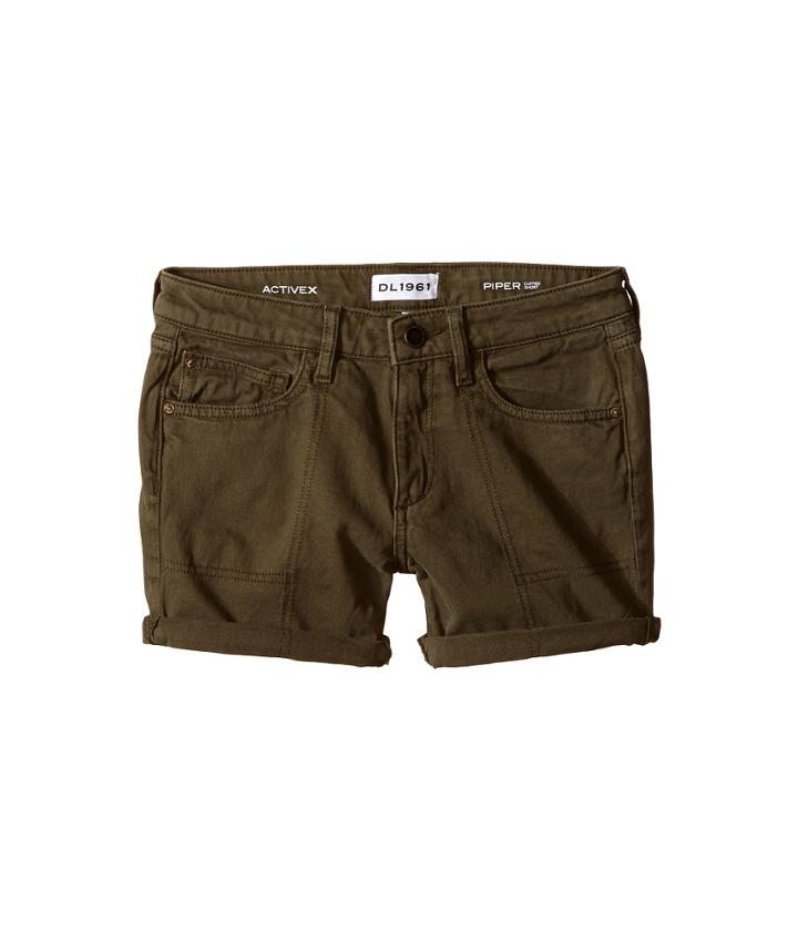 Dl1961 Kids - Piper Olive Green Twill Cuffed Shorts In Ranchers