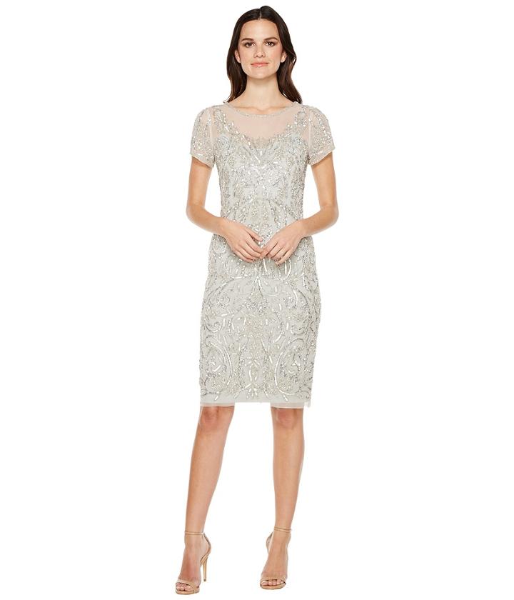 Adrianna Papell - T-shirt Pegged Dress With Beads