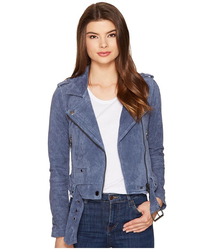 Blank Nyc - Suede Moto Jacket In Slate Blue