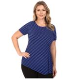 Vince Camuto Specialty Size - Plus Size Short Sleeve Stripe Pulse Side Ruched Top
