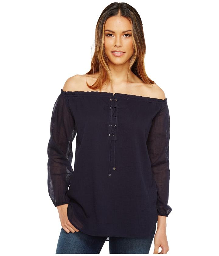 Calvin Klein - Crinkle Off The Shoulder Top With Lace-up
