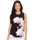 Vince Camuto Specialty Size - Petite Sleeveless Poetic Bouquet Mix Media Top