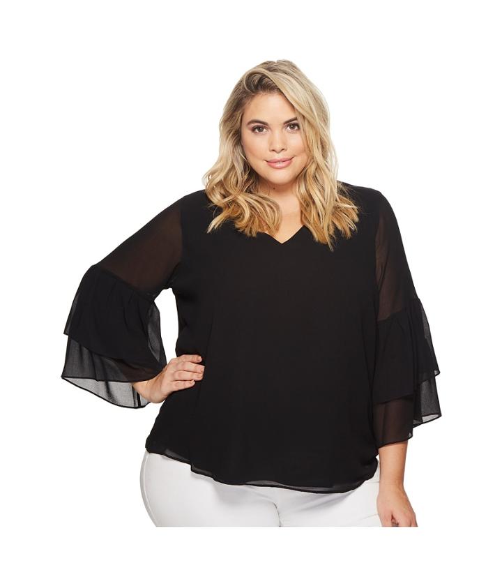Calvin Klein Plus - Plus Size V-neck Blouse With Two Tier Sleeve
