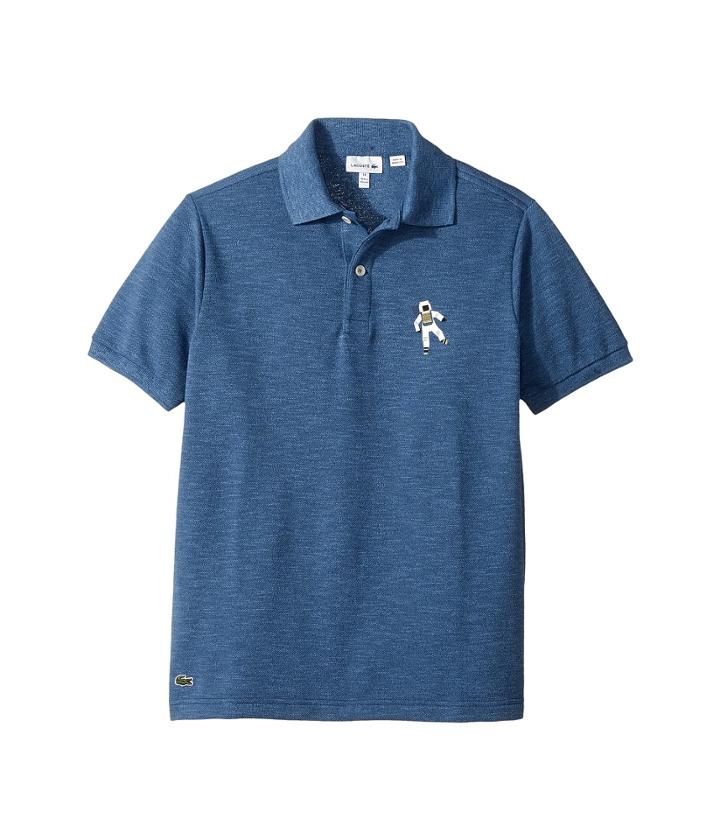Lacoste Kids - Short Sleeve Polo With Astronaut Print Cotton Pique Polo