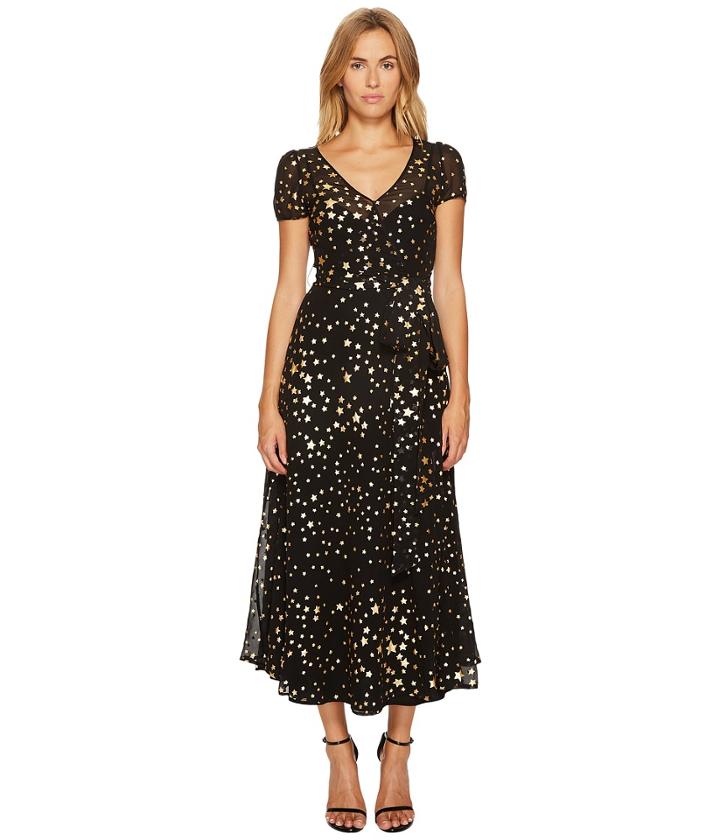 Red Valentino - Lame Stars Print, Silk Georgette Dress