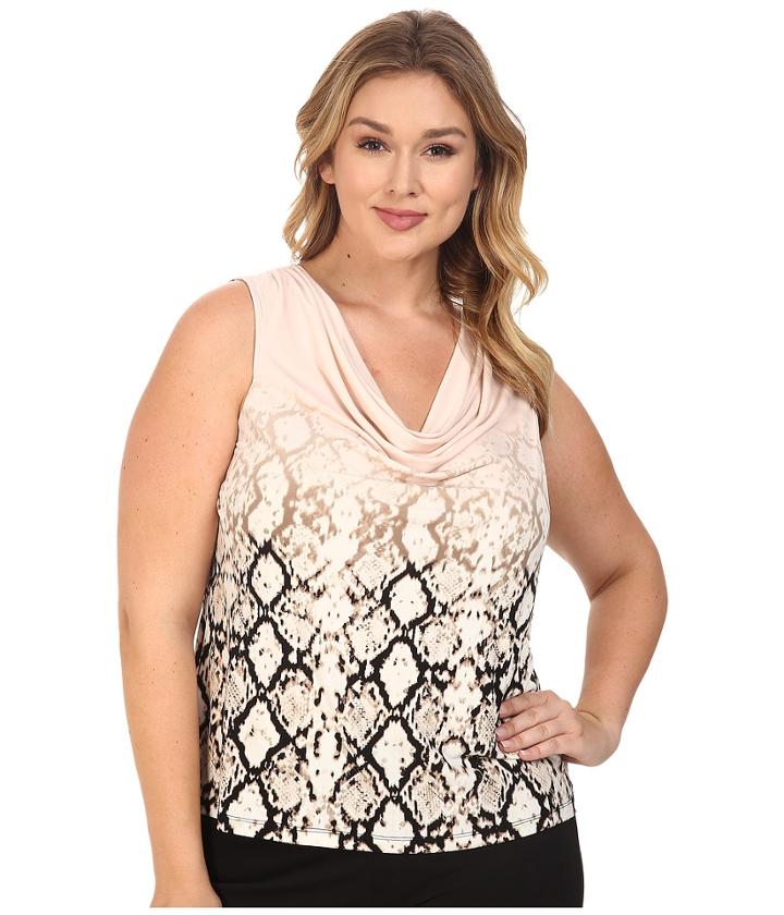 Calvin Klein Plus - Plus Size Printed Cowl Neck Sleeveless Top