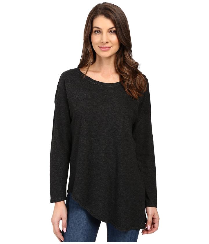 Lanston - Asymmetrical Boyfriend Long Sleeve Top