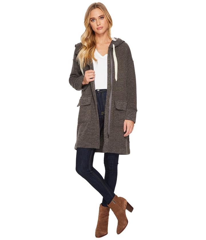 Splendid - Bowery Sweater Knit Jacket Zip Front With Hood And Double Pocket