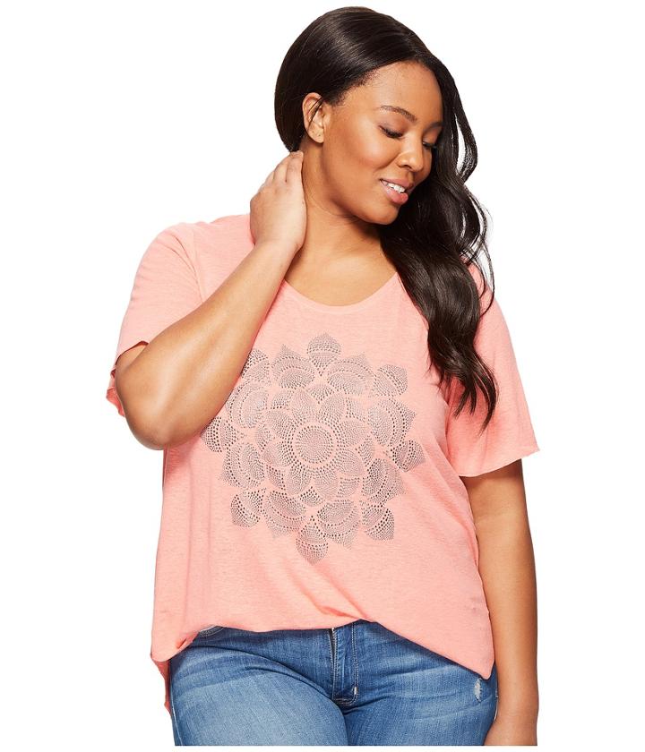 Lucky Brand - Plus Size Studded Lotus Tee