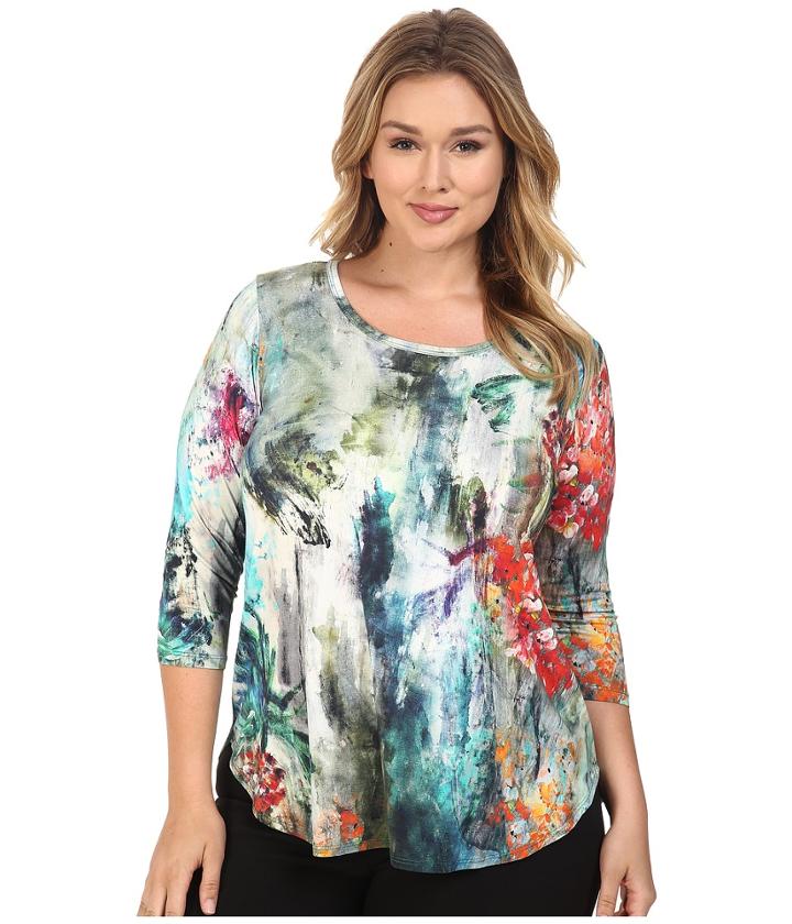 Karen Kane Plus - Plus Size Painted Hydrangea Tee