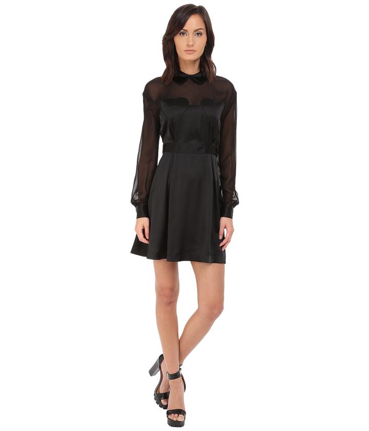 Love Moschino - Sheer Paneled Long Sleeve Dress W/ Heart Chest Detail