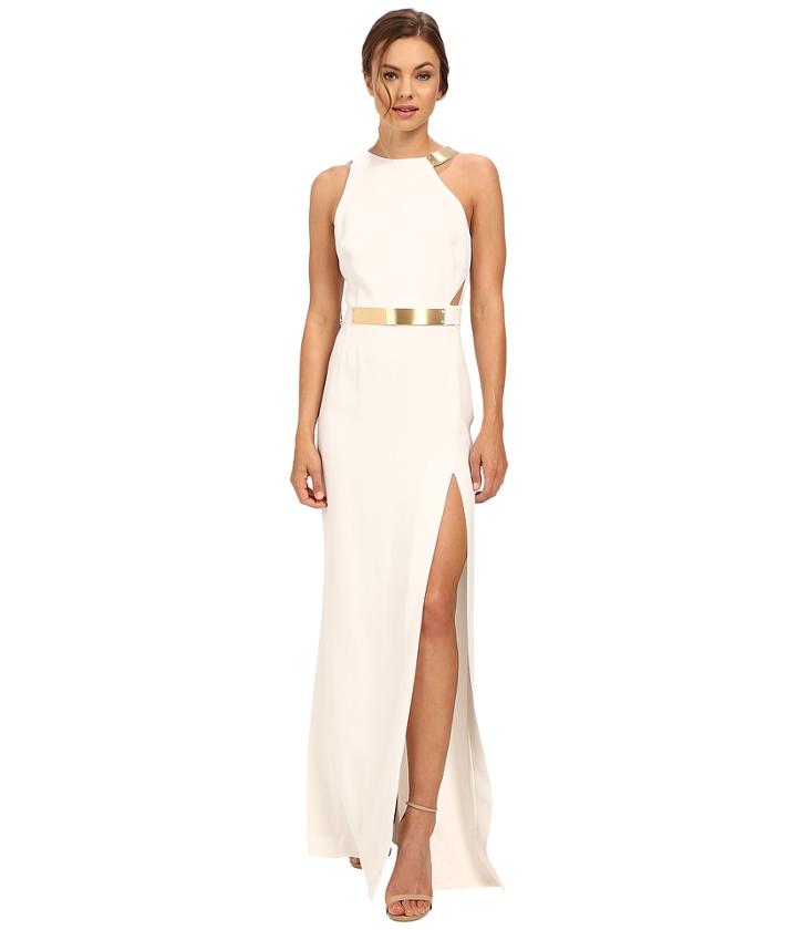 Halston Heritage - Asymmetrical Strap Gown With Split Detail