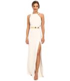 Halston Heritage - Asymmetrical Strap Gown With Split Detail