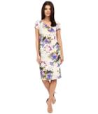 Adrianna Papell - Short Sleeve V-neck Dress With Beads