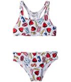 Moschino Kids - All Over Logo Heart Print Two-piece Bathing Suit