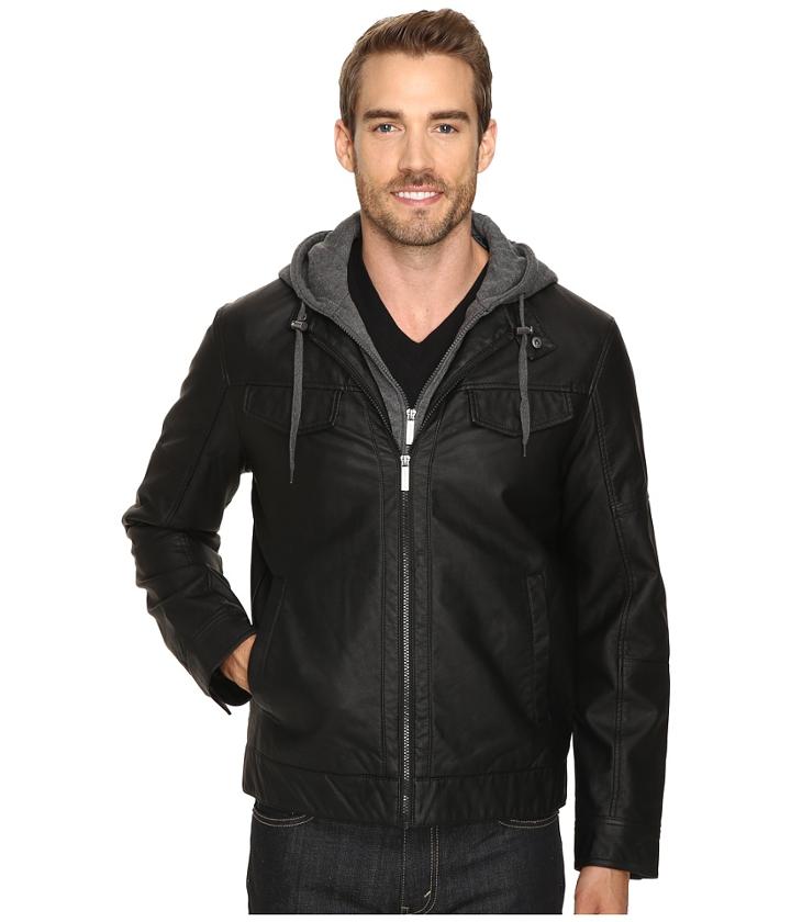 Perry Ellis - Faux Leather Bomber