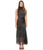 Fuzzi - Turtleneck Sleeveless Menswear Tulle Dress Cover-up