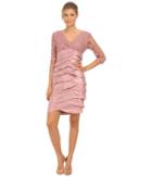 Adrianna Papell - Shimmer Shutter Tuck Lace Dress