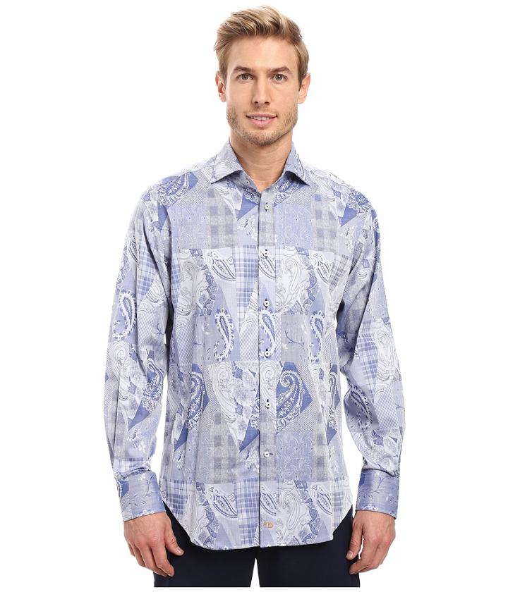 Thomas Dean & Co. - Long Sleeve Woven Paisley Jacquard