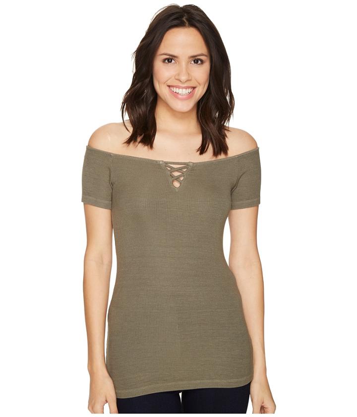 Michael Stars - 2x1 Rib Front To Back Off Shoulder Top